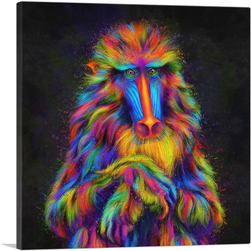 «Baboon Monkey Papio», impression sur toile tendue, H 18 po x l 18 po x 1,5 po