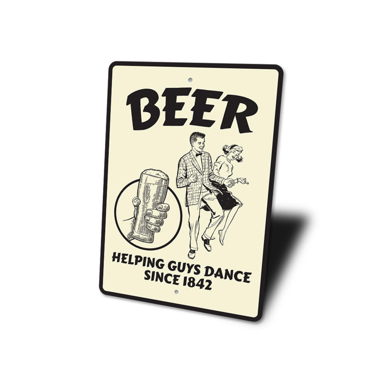Signe en aluminium «Beer, aidant les garçons», H 18 po x l 12 po x P 0,06 po