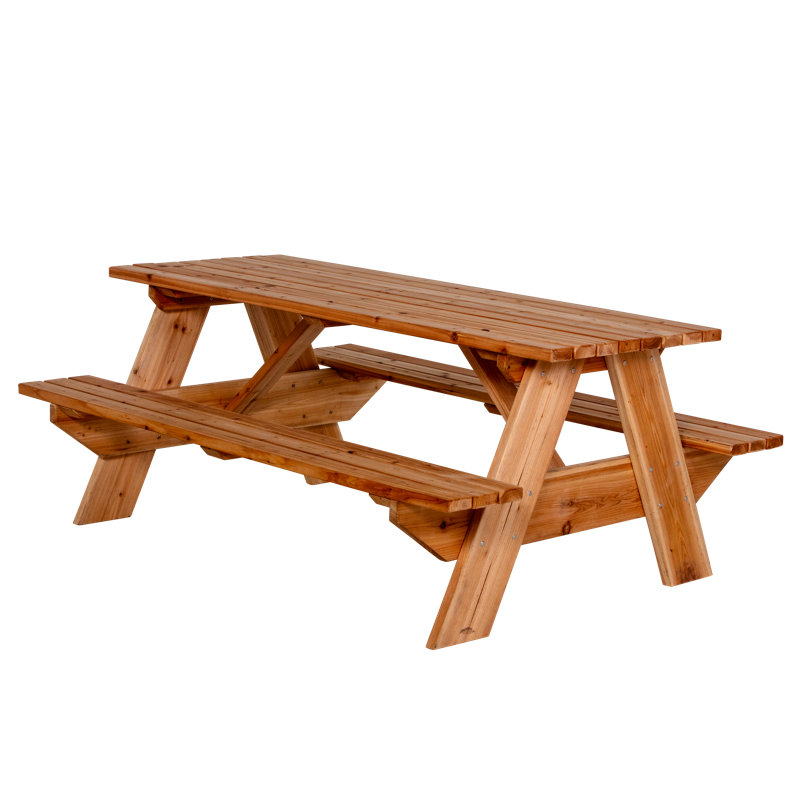 Premium Cedar Wood Rectangular Picnic Table with Rounded Corners