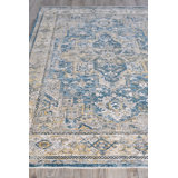 Antique Loom Blue/Beige Polyester powerloom Area Rug