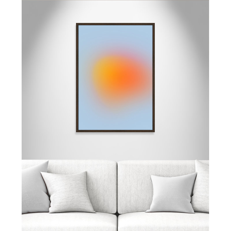 " Neon Orange Glow " by My Mind, Walnut Slim Unmatted Picture Framed, 35.5" H x 25.5" W x 1.25" D  