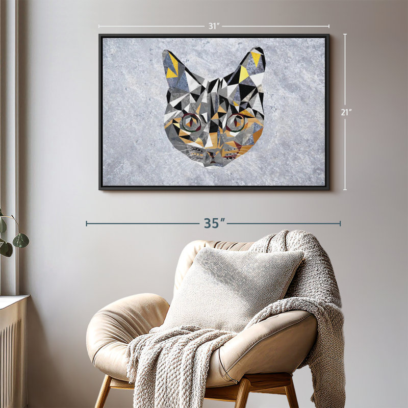 Animal «Chat géométrique», H 21 po x l 31 po