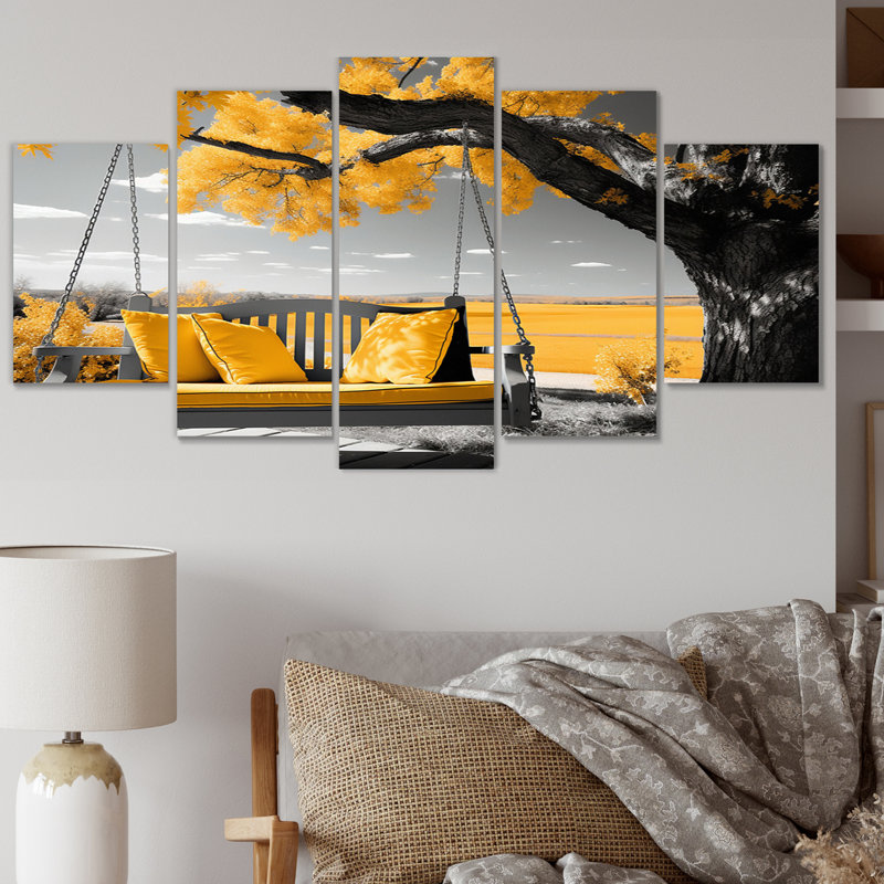 Farmhouse Yellow Country Comfort II - ensemble d'art mural floral en métal