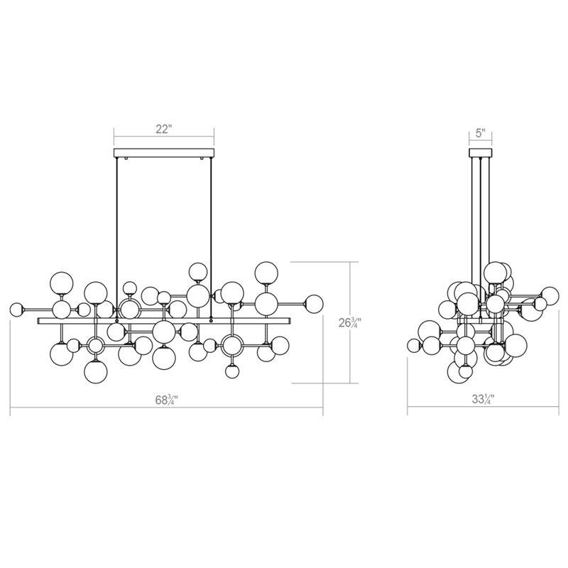 Nebula 11 - Light LED Chandelier, Satin Black