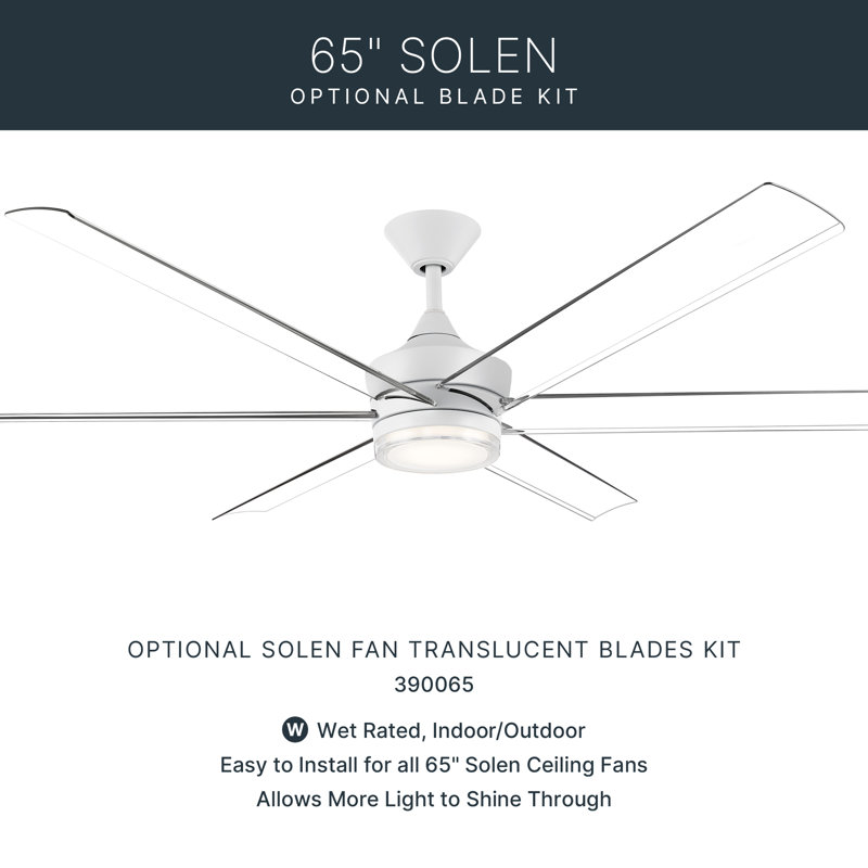 Ensemble de pales translucides pour ventilateur de plafond 6 pales 65 pouces Solen