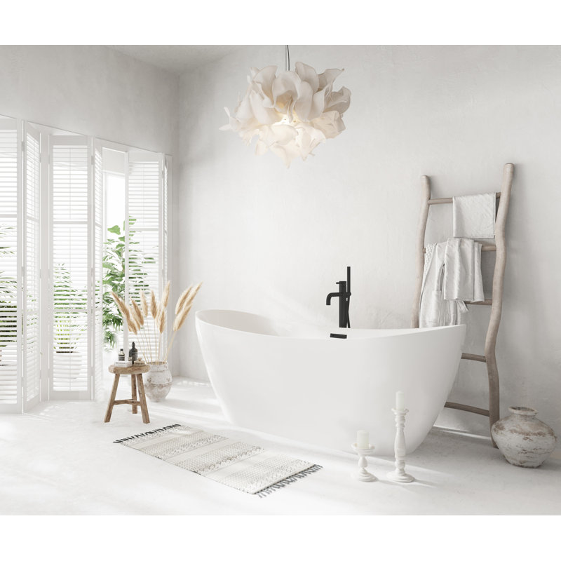67 Inch Bathtub in Glossy White with Trim, Matte Black
