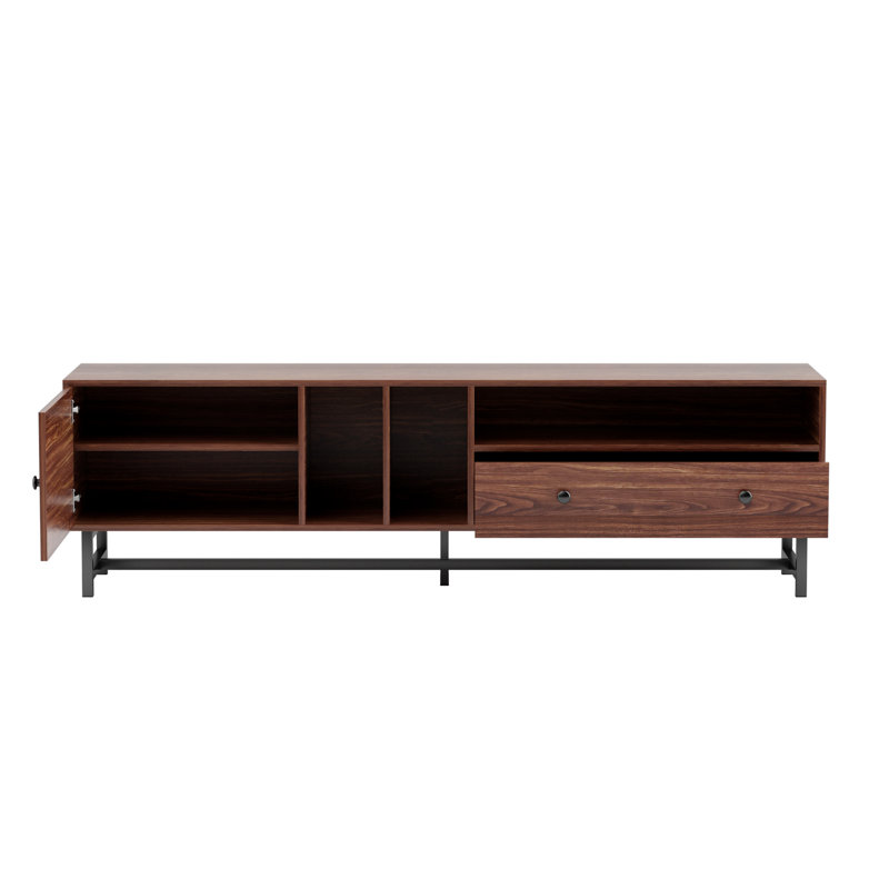 Mid Century Rustic Walnut TV Cabinet For Up Tp 90 Inch TV's