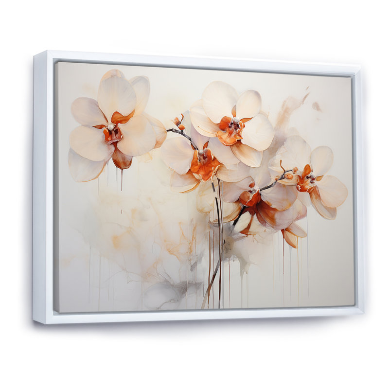 Minimalisme, fleurs d'orchidées délicates I - Orchidées murales, salon, Cadre flottant blanc, H 12 po x l 20 po x P 1 po