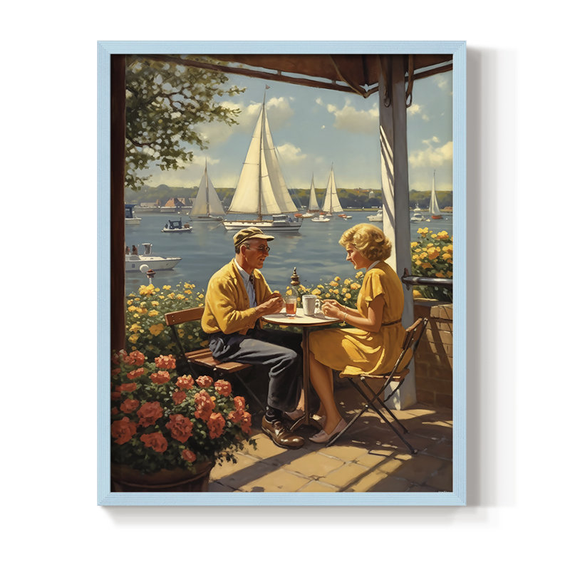 NAUTICAL Series DCI, reproduction encadrée - bois massif, Bleu, H 30 po x l 24 po