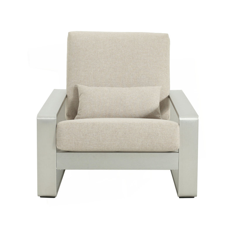 Méridienne La Plata, Coussin beige / structure argentée