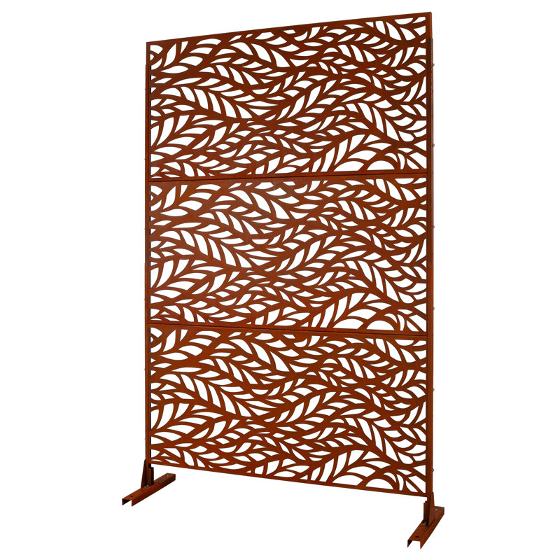 Black Steel Privacy Screen 76" H x 48" W for Indoor and Outdoor Use, Red