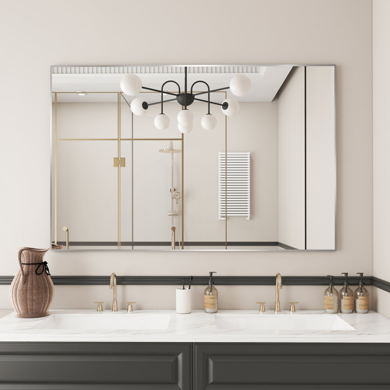 Miroir d'appoint Lesamuel, 36 po x 55 po, Nickel brossé, Rectangulaire