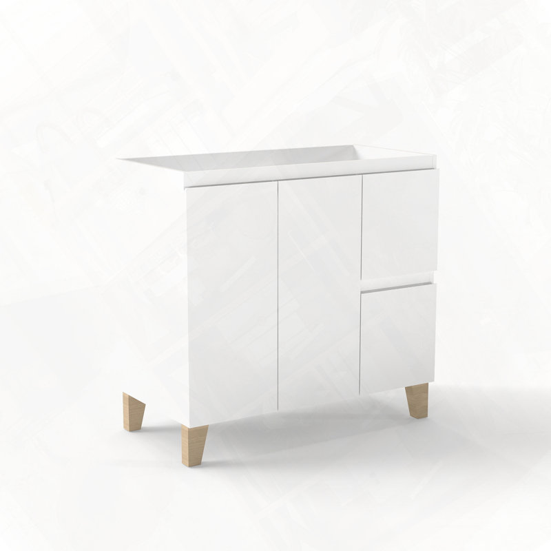 Meuble-lavabo moderne avec 2 portes et 2 tiroirs à fermeture douce et sans poignée