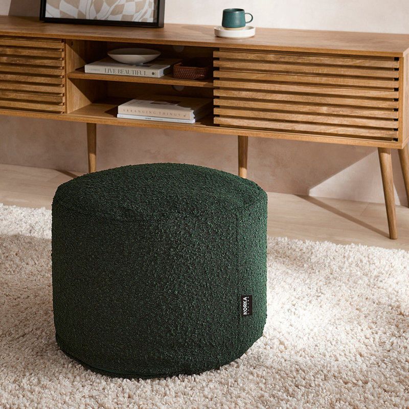 Repose-pieds pouf en tissu bouclé doux et tendance, Noir, noir, noir, noir