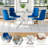 36" Square Glass Dining Table Set, Modern Stainless Steel Cross-Leg Base With 4 Velvet Upholstered Chairs-1107086990