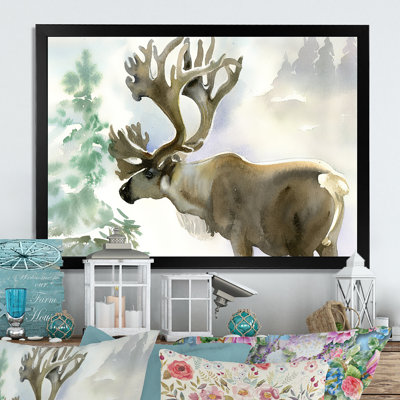 " Moose In Winter Forest "