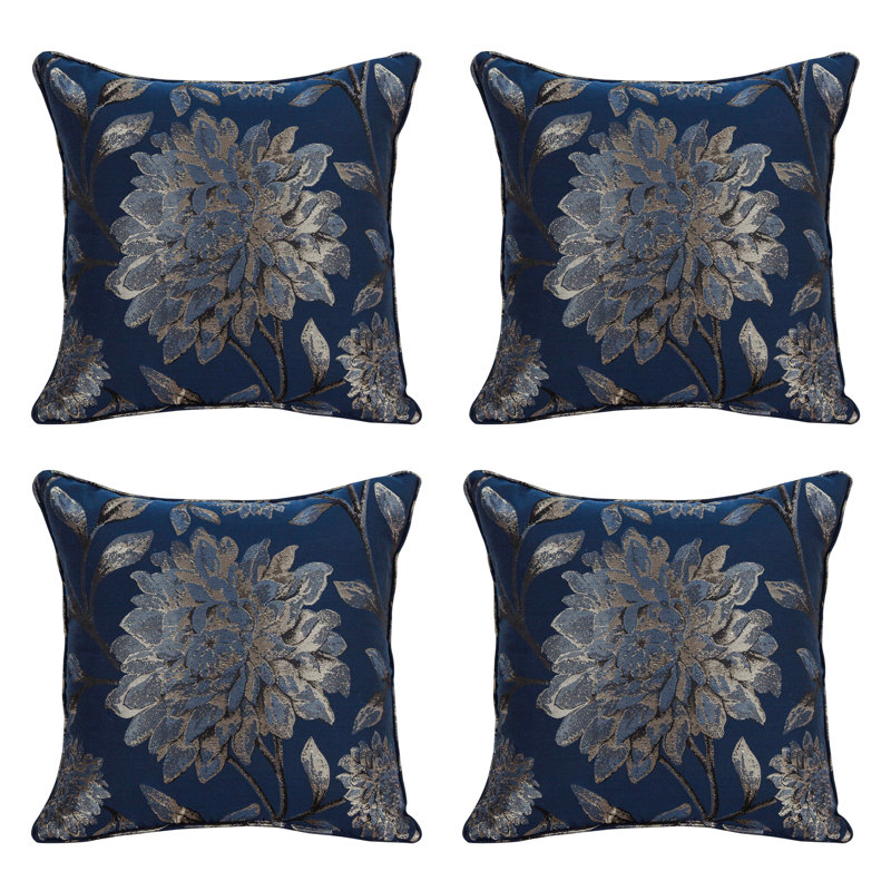 Doggett Floral Square Cushion, Navy