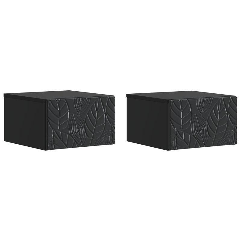 34.5cm W Composite Bedside Table, Black