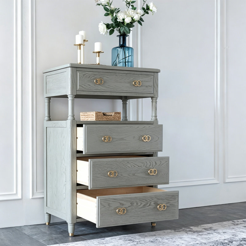 Commode d'appoint ronde gris clair