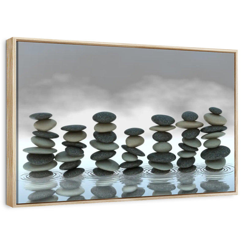 Pierres zen, Cadre flottant en bois naturel, 31 po x 21 po