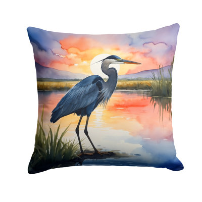 Blue Heron Setting Sun Throw Pillow