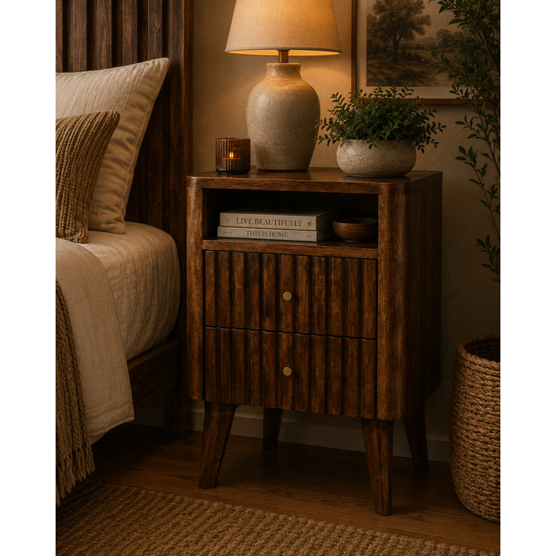 Montesano 40cm W Solid Wood Bedside Table