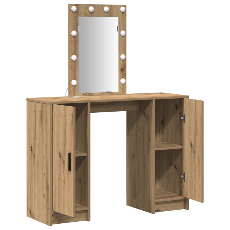 Large Mirror Vanity Table, Artisan Oak