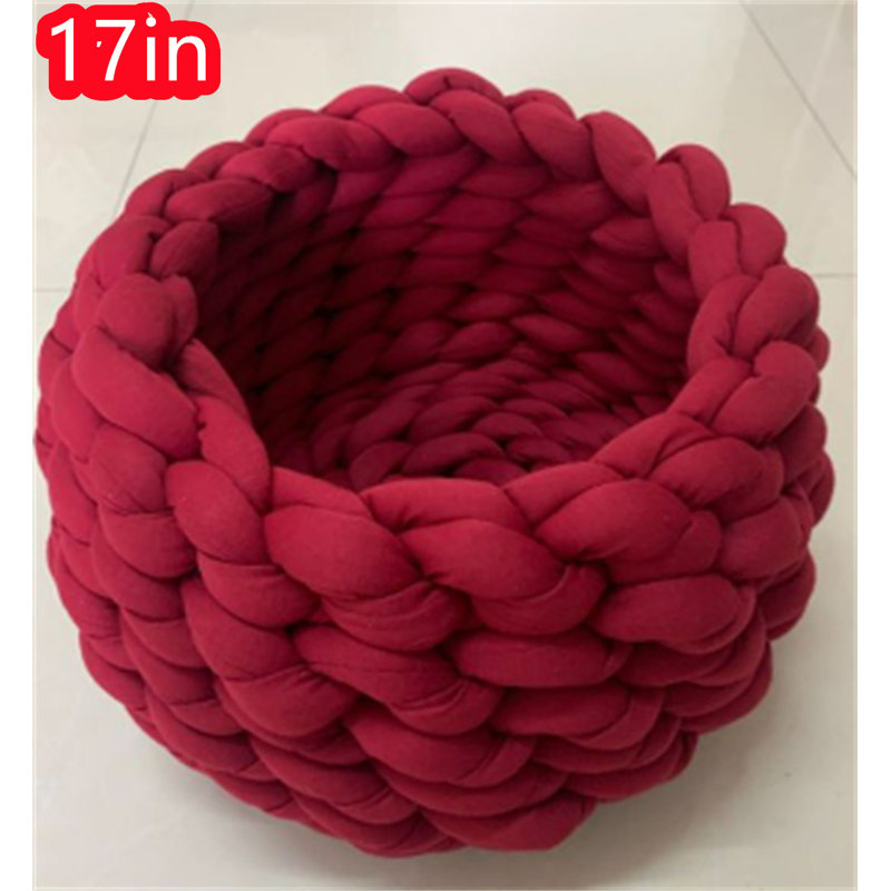 Tapis de lit pour animal de compagnie, Vin rouge, Moyen (l 17 po x P 17 po x H 7,9 po)