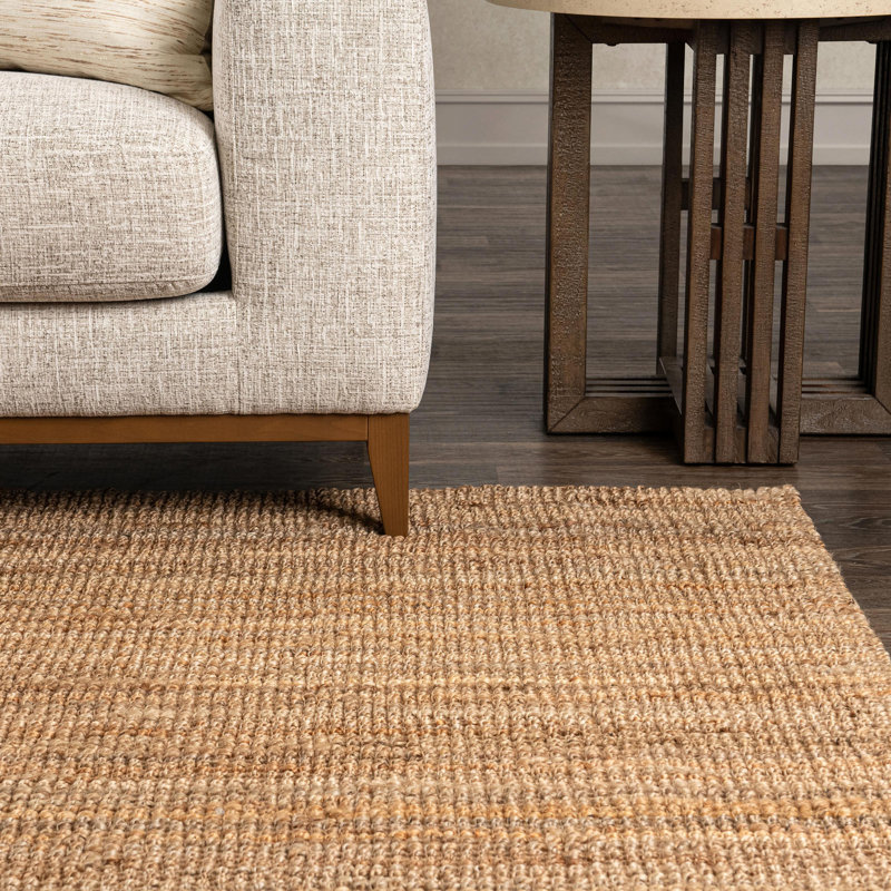 Mini Boucle Handwoven Jute Area Rug, Natural, Rectangle 8' x 10'