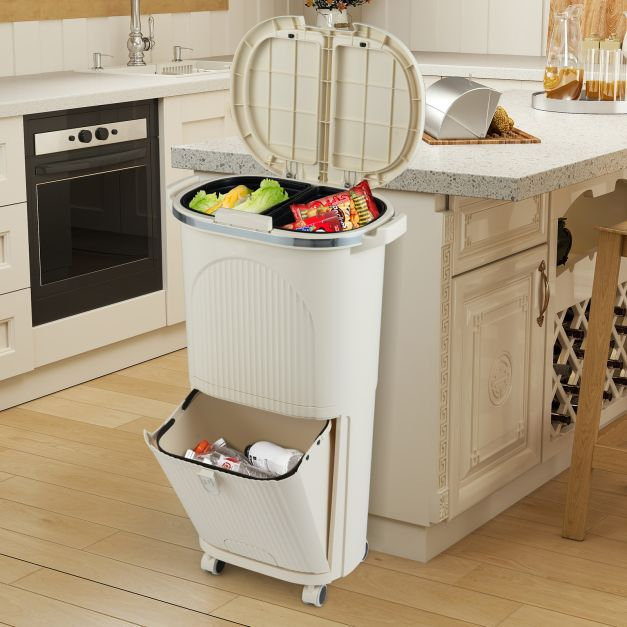 Plastic Waste Bin, Beige