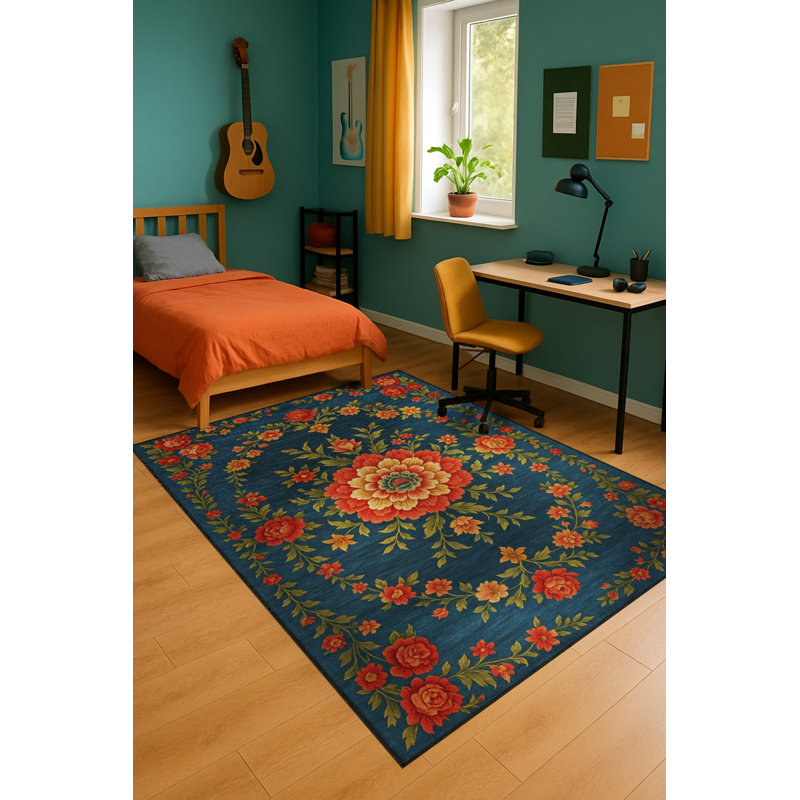 Tapis tissé orange traditionnel Mosso, 2'6" x 4'11"