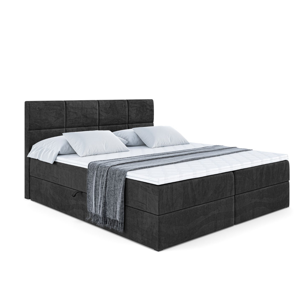 Boxspringbett Rhonan mit Multipocket-Matratze H4, Bettkasten und Topper