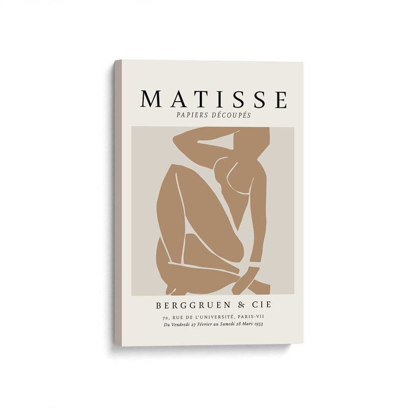Matisse's Nude III en brun clair, Toile tendue, H 36 po x l 24 po x P 1,25 po