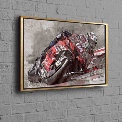 Large Motorcycle Wall Art Perfect for Office or Garage with Personalized Gift Box Option - MotoGP Inspired Canvas Decor