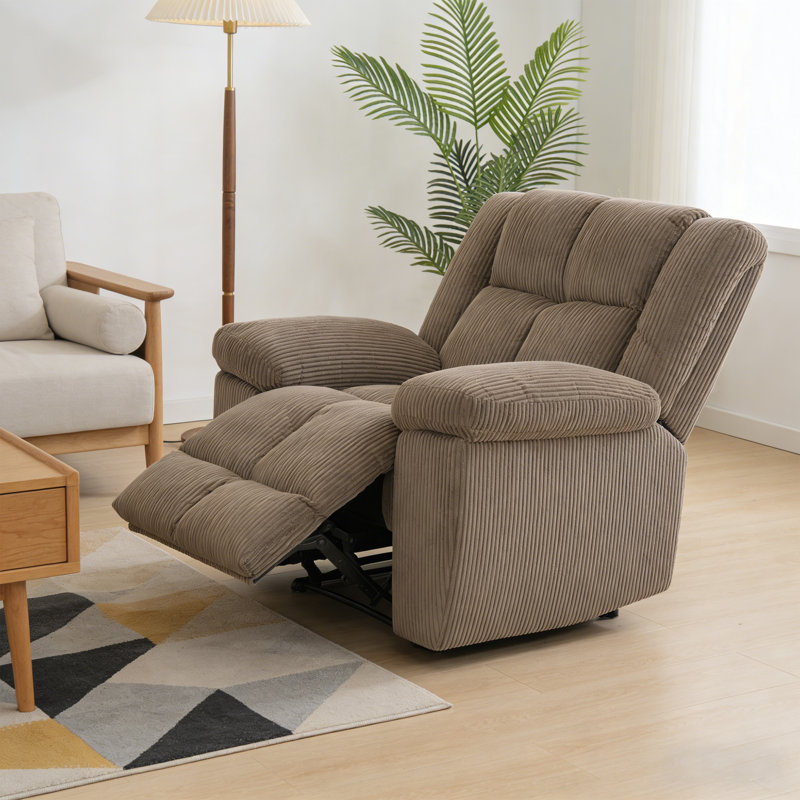 Brown Intelligent Single Recliner With Thickened Wear-resistant Fabric 110-115 ° Adjustable Manually, Brown