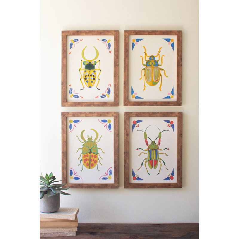 Ensemble de quatre peintures encadrées