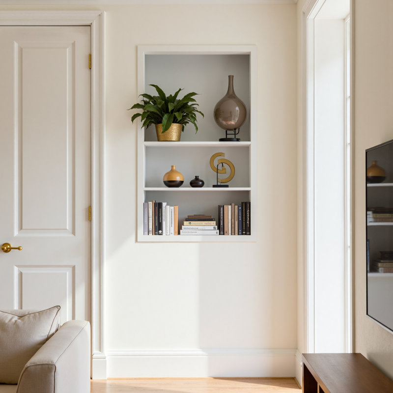 Armoire de rangement encastrée en métal, H 25,6 po x l 15,6 po x P 3,9 po, Blanc