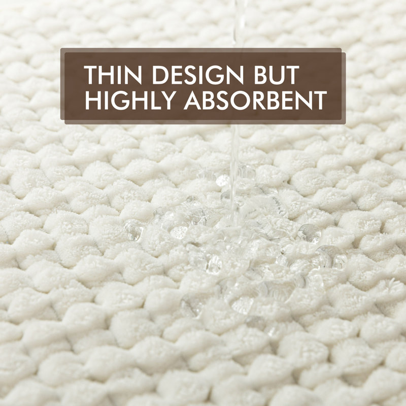 Tapis pour salle de bain en velours côtelé ultra doux et absorbant, 20"W x 32"L, Blanc