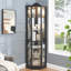 Vitrine de coin vitrée éclairée avec tablettes ajustables-1626612397