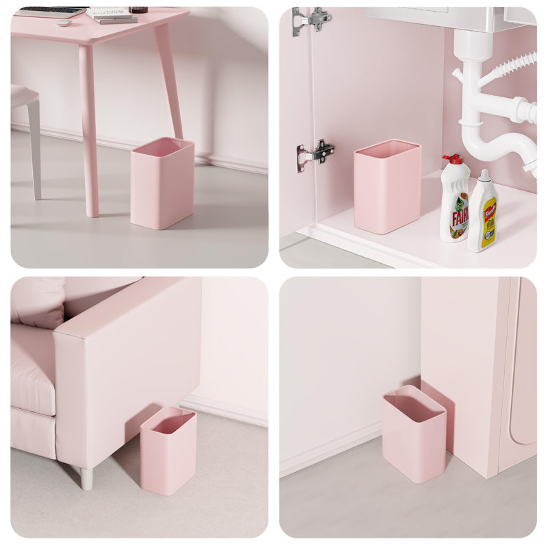 Small Bathroom Trash Can 2.1 Gallon Wastebasket, Pink