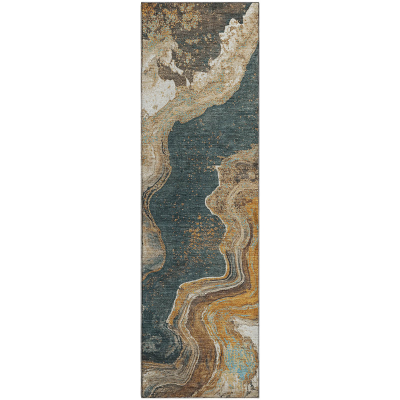 Premium Machine Washable Farolt AMF1907 Abstract Rug, Runner 2'3" x 7'6"