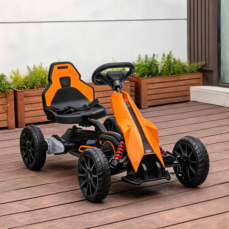Kart électrique avec vitesse réglable, roues tout-terrain en EVA, finition orange riche
