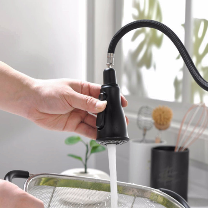 Robinet de cuisine tactile avec douchette extractible, Noir mat