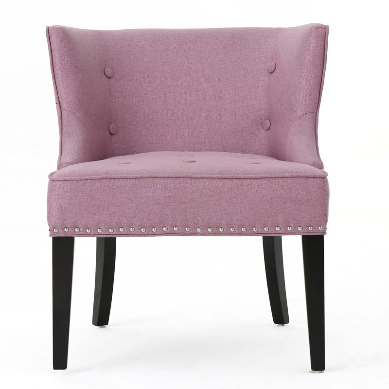 Staas Tufted Wingback Chair Modern Accent Chair Armless Chair Reading Chair Bedroom Chair, Purple Fabric