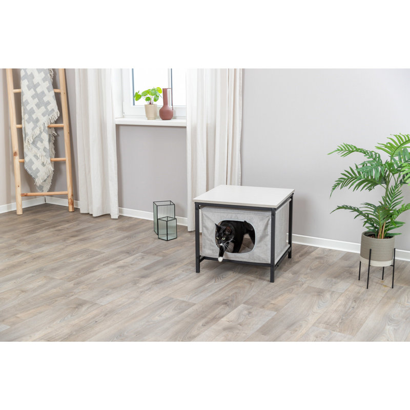 Ensemble de maison pour chat, table d'appoint et table de chevet pour chat avec cachette pour chat Trixie Emmie, Gris