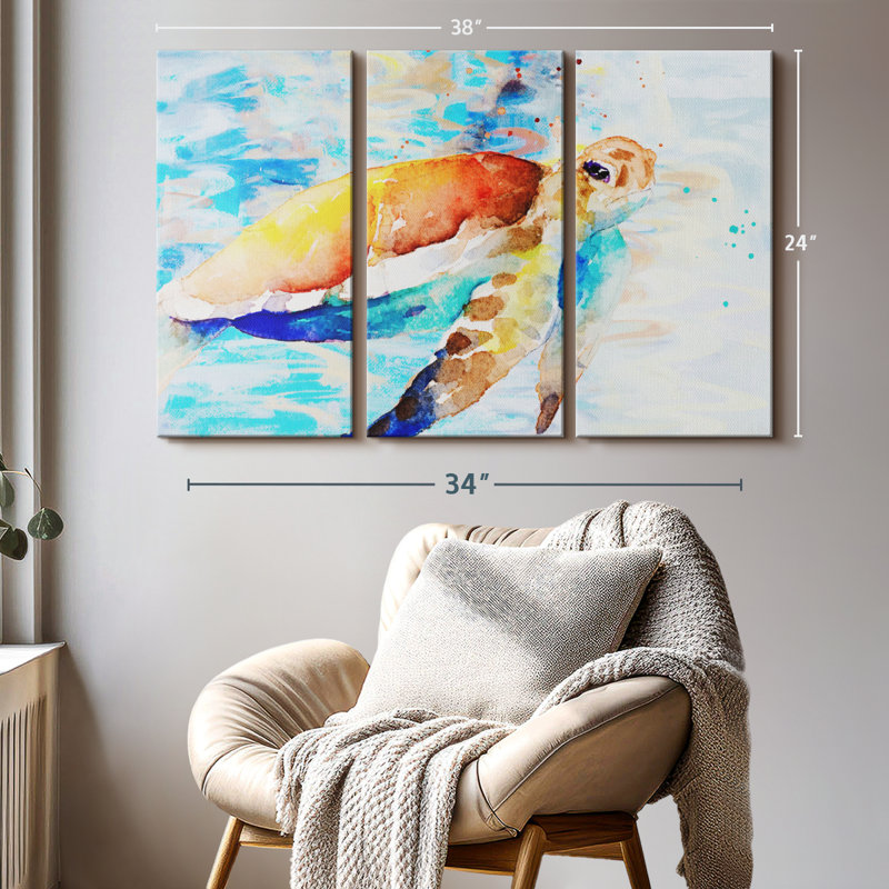«Turtle Passing Through» sur toile, H 24 po x l 38 po x P 1,25 po