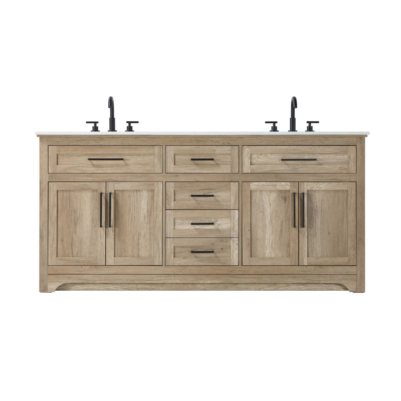 Meuble-lavabo double 72 po en chêne naturel, 72", Chêne naturel