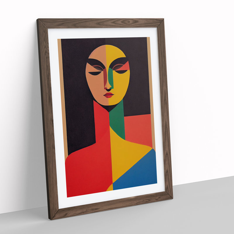 Abstract Portrait of a Woman No.7 - Framed Print, 64cm H x 46cm W x 2cm D, Walnut Framed