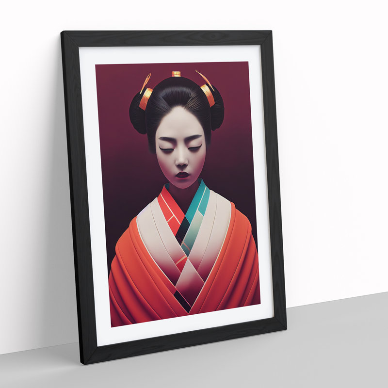 Geisha Contemporary No.1 - Single Picture Frame Print, Black, 46cm H x 34cm W x 2cm D