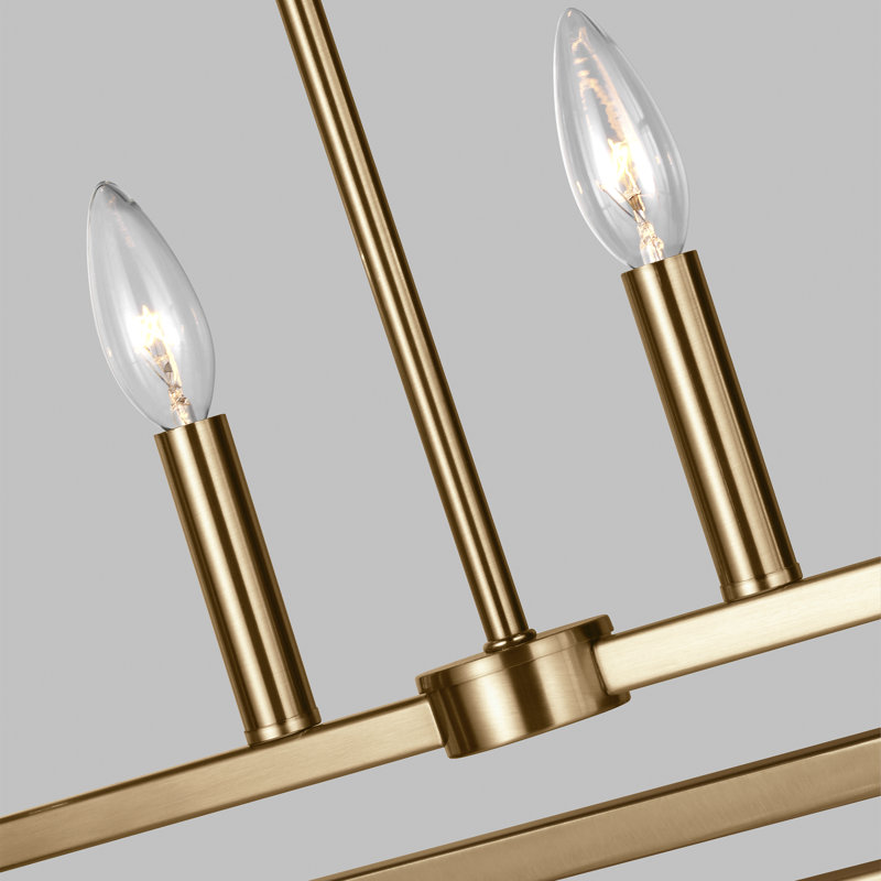 Luminaire suspendu linéaire à 6 lumières pour îlot de cuisine Agawam, Laiton satiné, Non